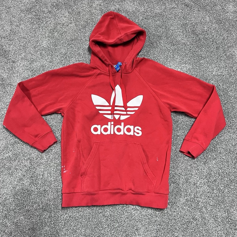 Adidas Originals Trefoil Hoodie Red Pullover Hooded Sweatshirt Men's Medium